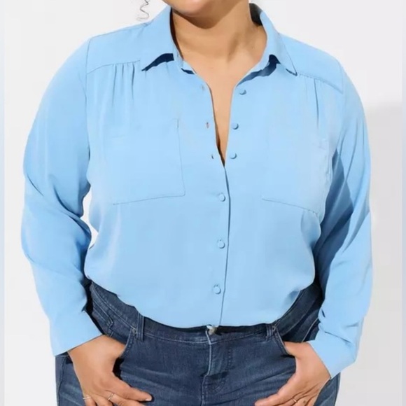 NWT TORRID Madison Button-Front Long Sleeve Shirt Size 4X - Picture 2 of 8